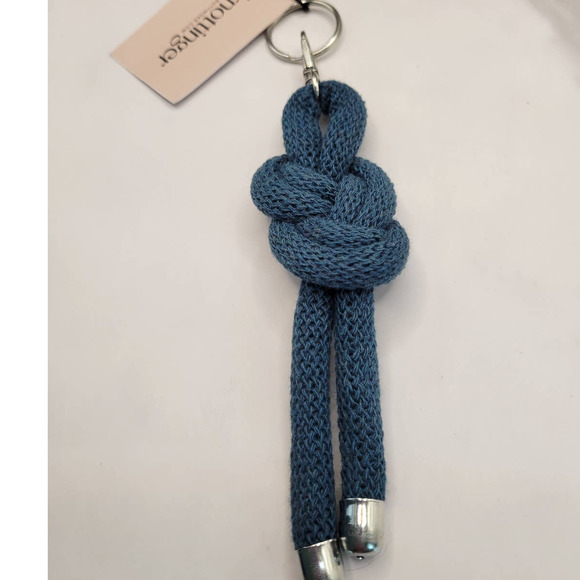 Figure 8 Knotted Rope Keyring Key Chain Bag Charm Peacock Blue - Picture 1 of 3